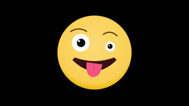 zany face emoji with tongue out on black background