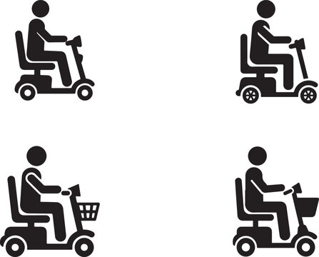 Mobility scooter icon on white background.