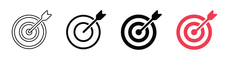 Target icon with arrow in center symbolizing goal, focus, accuracy, and precision for success and achievement planning and business strategy ©                     