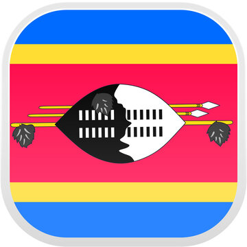 Eswatini Flag Icon - Flat Design - Smooth Rounded Square