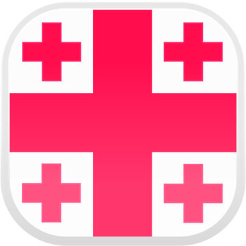 Georgia Flag Icon - Flat Design - Smooth Rounded Square