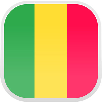 Mali Flag Icon - Flat Design - Smooth Rounded Square