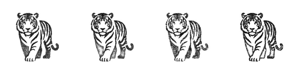 Obraz premium Sketch monochrome tiger icon design set