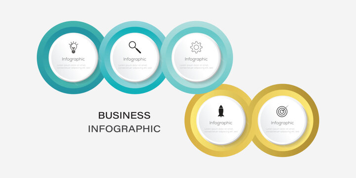 Circular Infographic label design template. 5 step timeline journey. Five steps for content, flowchart, timeline, levels. circular layout diagram with 5 list of steps