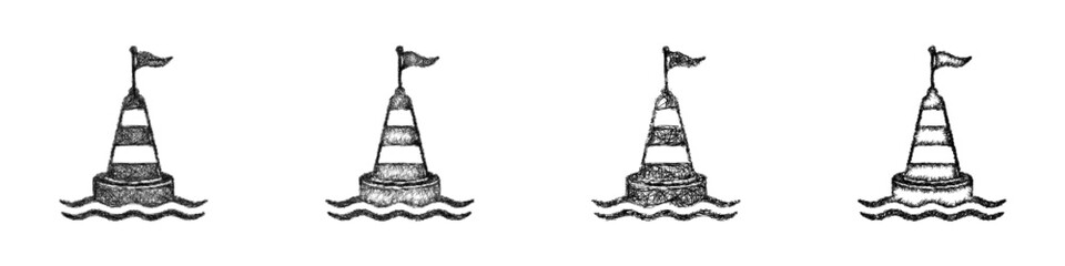 Monochrome sketch finish buoy icon design set © David Zydd