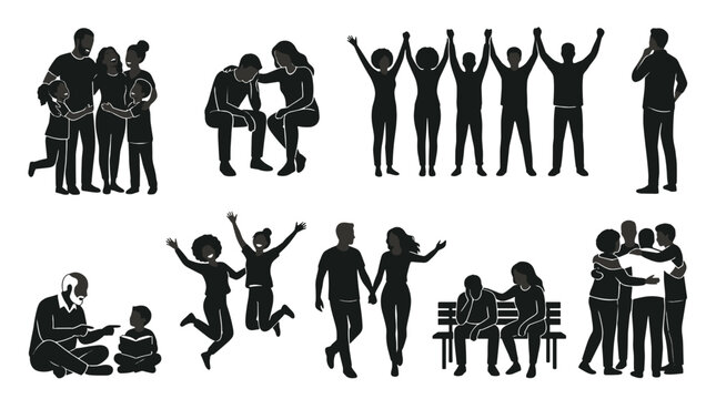 Group of diverse people engaging in various social and recreational activities