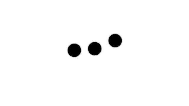 Three dot looping loading animation on white transparent background. UI progress indicator. Animation loading bar 3 dots looping progress icon with alpha channel