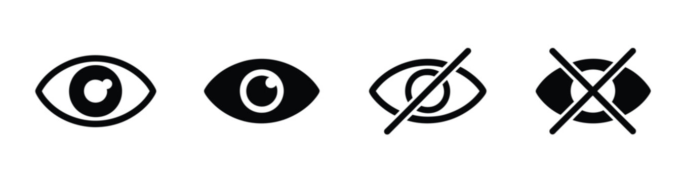 View icon open and closed eye symbols for show or hide content privacy control visibility toggle and access management user interface