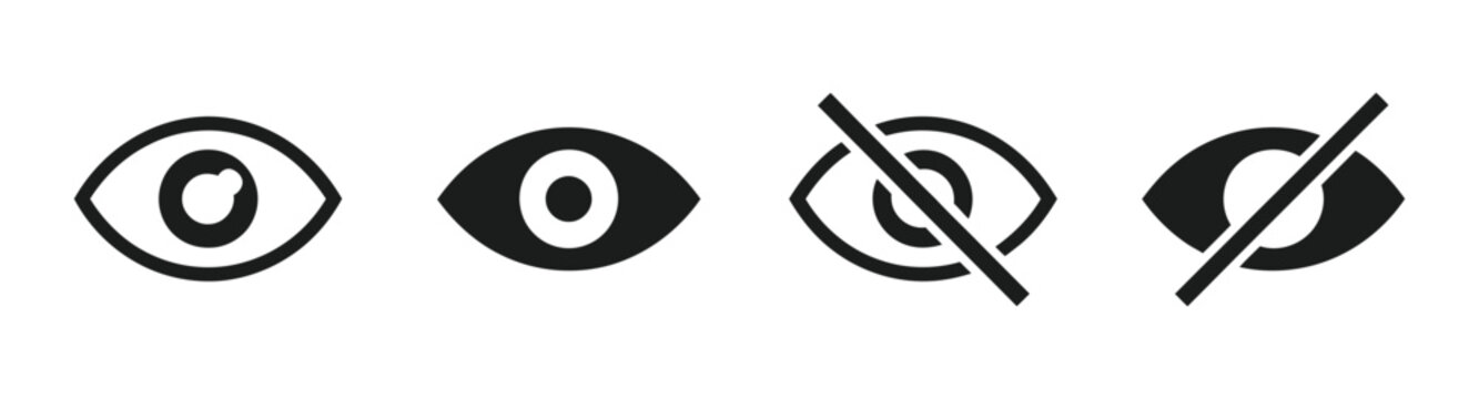 View icon eye symbol set representing open and closed visibility control privacy protection information toggle and secure access management interface design