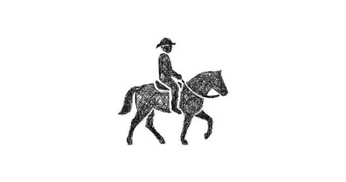 Sketch western riding icon animation - smooth progressive reveal