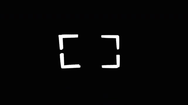 A minimalist hand-drawn animation where sketchy white viewfinder corners move inward and shrink towards the center. Alpha channel.