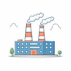 Fototapeta premium Cartoon Factory with Smoking Chimneys