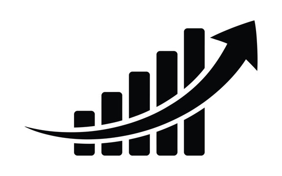 Financial progress graph icon, vector illustration of five bar statistics chart symbol for business analytics, growth tracking, dashboard interfaces, reporting systems, and data visualization design