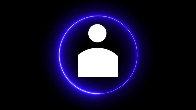 User neon line icon 4k video animation on the black background. Glowing neon light people icon animation. neon person or people sign
