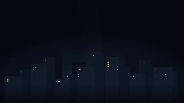urban cityscape night lights animated vector background