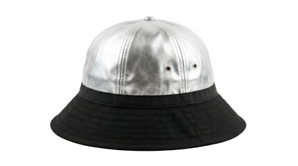 Fototapeta premium Silver metallic bucket hat on a transparent background PNG file