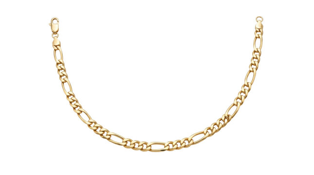 Golden figaro link chain necklace on a transparent background PNG image