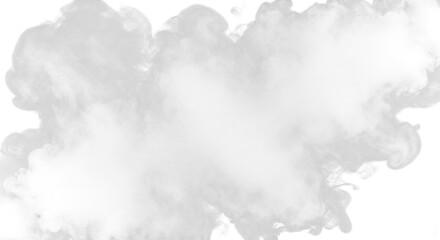 Fototapeta premium Wispy white smoke swirling against a stark black background with ample copy space