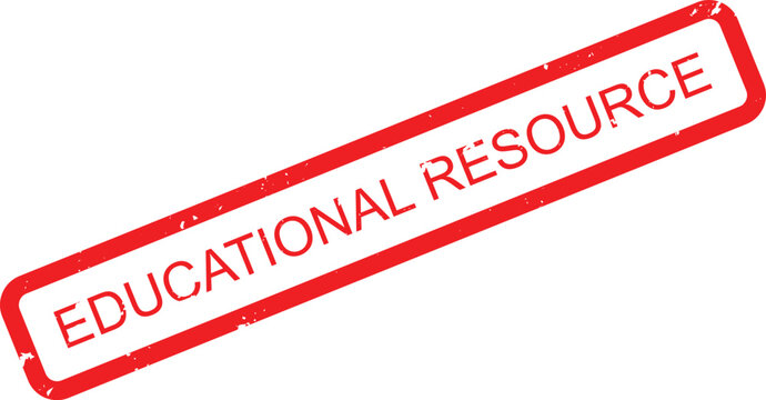 Grungy red EDUCATIONAL RESOURCE stamp for learning materials and academic provisions