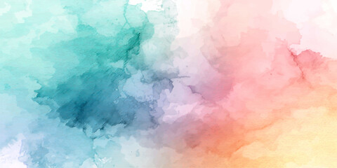 Fototapeta premium Vibrant abstract watercolor background with a colorful grunge paint texture, featuring an artistic yellow, orange, and pink fire pattern on vintage paper canvas