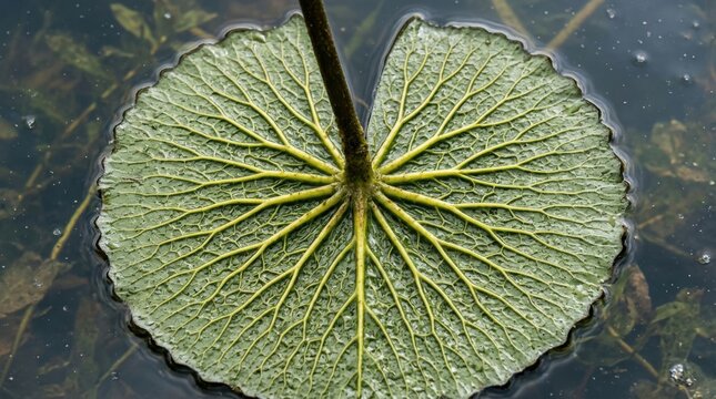Detailed View of a Lotus Leafs Underside, Showing Vein Structure and Texture.