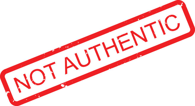Prominent red grunge stamp indicating Not Authentic for invalidating products or disputed documentation