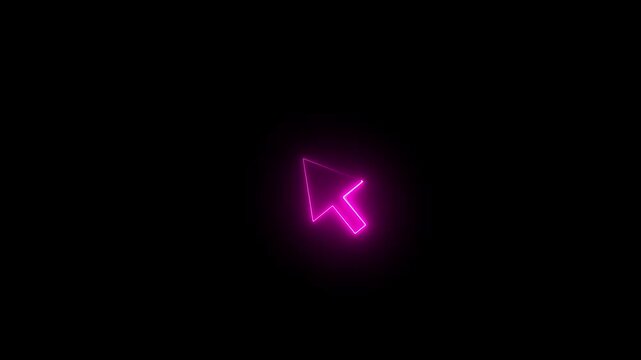 Neon mouse cursor arrow icon. Glowing neon arrow cursor icon for digital interface. Mouse, pointer, click, button, website, user. Computer concept, 