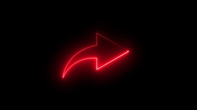 Neon line Share icon. Glowing share icon. share icon on black background. Right turning directional road arrow. Turn arrow icon trendy flat style.