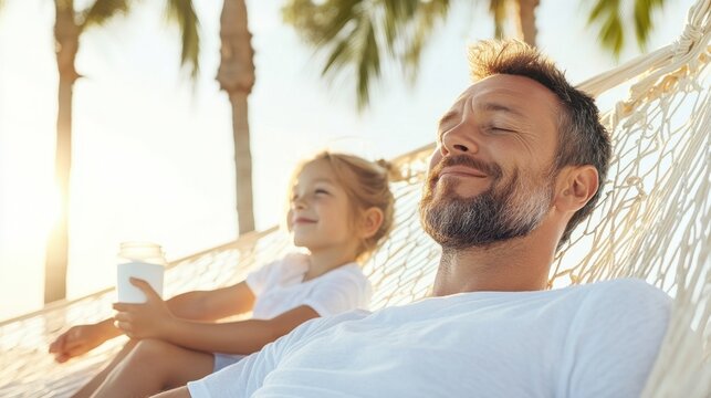 Father and Daughter Enjoying Time Together in a Hammock
