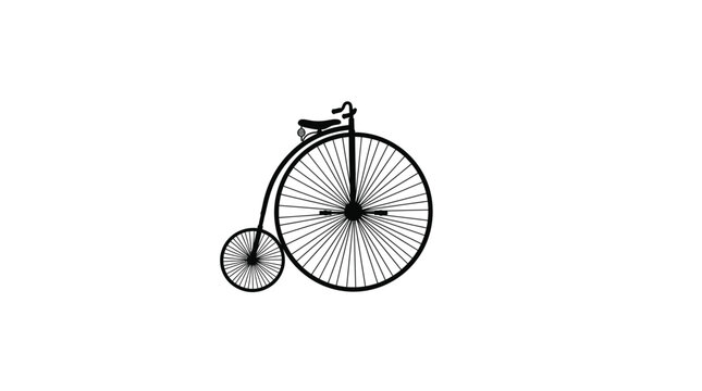 Penny farthing bicycle silhouette on a white background