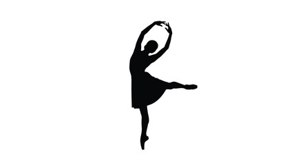 Ballerina silhouette on a white background graceful dance pose © Rumana