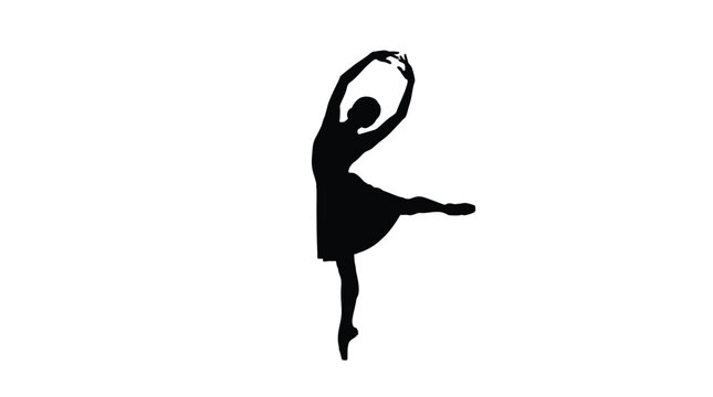 Ballerina silhouette on a white background graceful dance pose