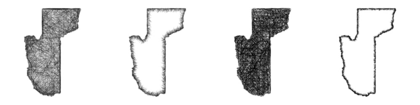 Monochrome sketch Mohave County (Arizona) outline map design set
