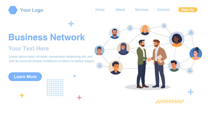 International business. Successful partnership negotiation. Business partners shaking hands announcing collaboration. Diverse professionals connected in a network and building business relationships