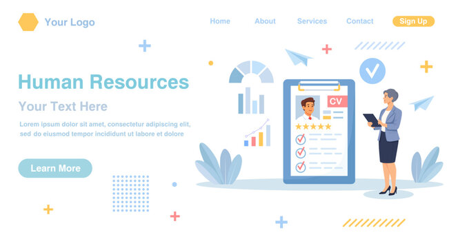 Human resources concept. Review job candidate resume for vacancy or hiring qualification. HR manager analyzing applicant. Business people select and review talent person to fill job positions