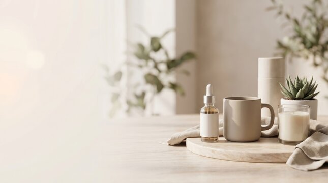 Minimalist Home Decor with Plants and Natural Products for Lifestyle Branding