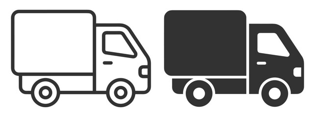delivery truck icon set outline and solid style vector illustration on transparent background © gerik_a