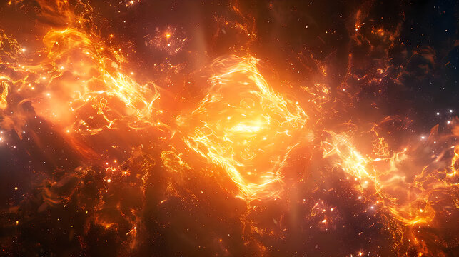 Dynamic abstract fiery cosmic energy with glowing light and burning particles