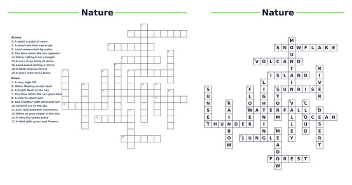 Nature-themed crossword puzzles designed for educational fun  