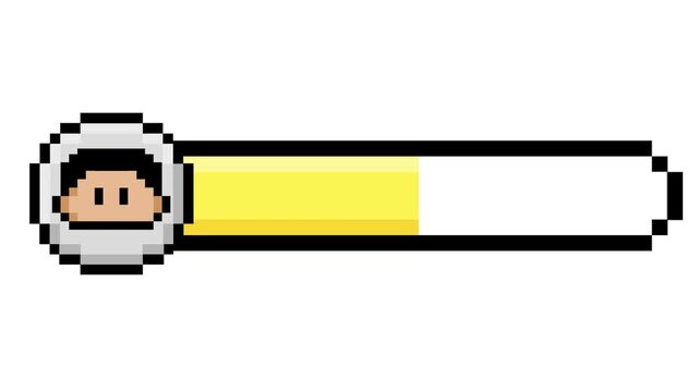 Classic pixel art style progress bar featuring a cute character icon for video game health or status display element