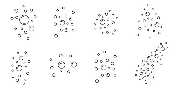 Air bubbles black outline  element signs. water bubbles icon, gas balloons, water doodle flat vector, for patterns, card
