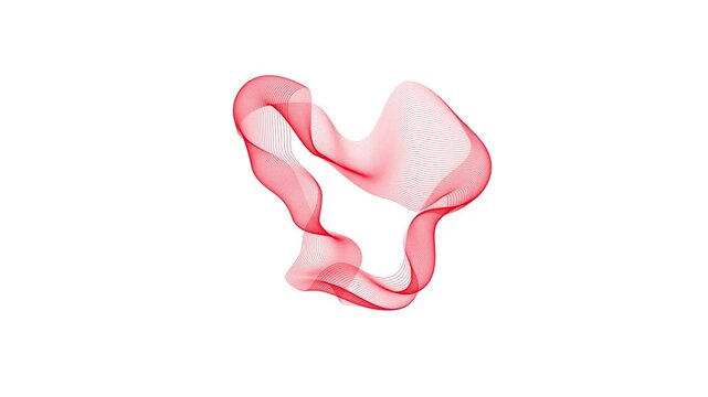 Abstract red wave motion smooth flowing line animation on white background, for modern digital