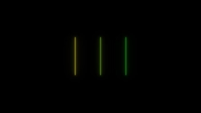 Minimalist neon loading bar animation with pulsing vertical lines on black background, for digital interface