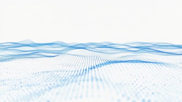 Blue wave pattern with grid dots on white background