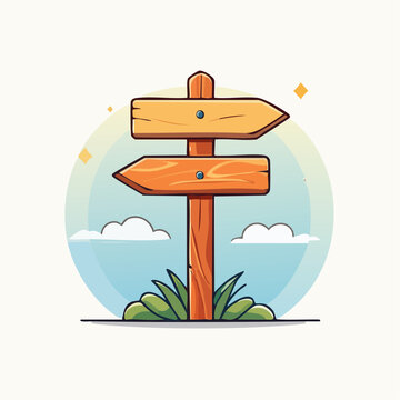 Wooden Signpost with Two Arrows Pointing in Opposite Directions