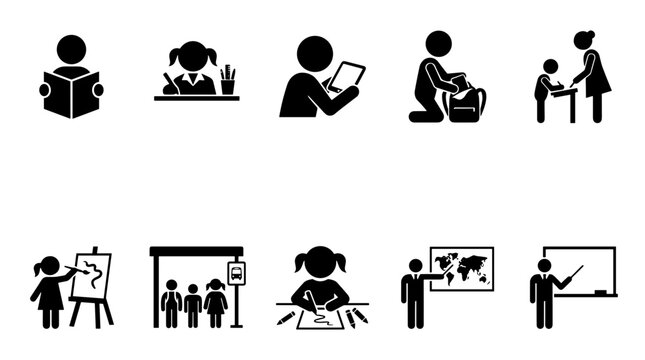Collection of children and teacher engaging in classroom activities
