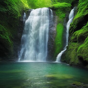 たき 自然 カスケード シームレスループ動画背景 1:1 4K