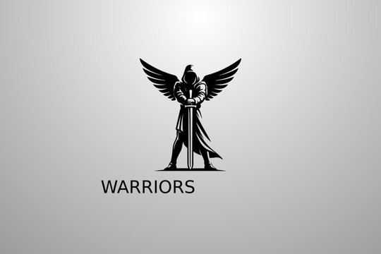 Fighter angel with wings and sword