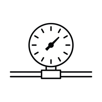 Simple clock illustration mounted on two parallel horizontal lines