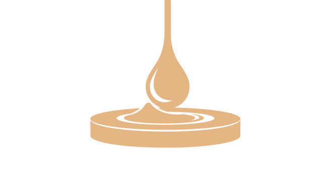 Golden liquid pouring onto a flat surface, depicting honey or cosmetic oil texture illustration isolated white background.